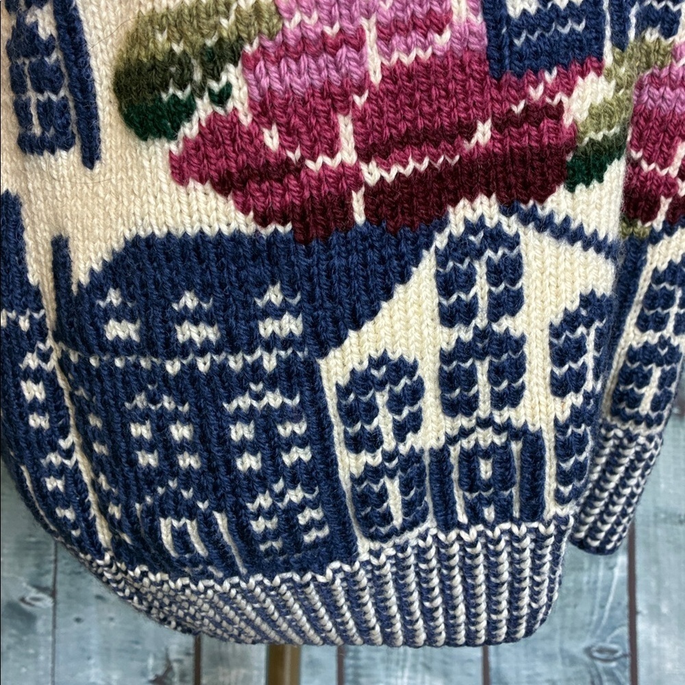 Vintage Hand Knitted South Wool 100% Virgin Wool Graphic Homestead Sweater Sz S - Picture 2 of 16